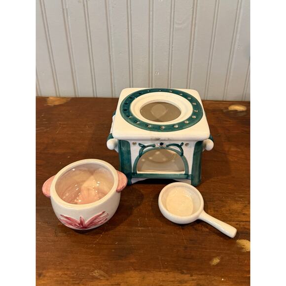 Vintage Ceramic Stove Aroma Lamp Wax Warmer 1990s Kitchen Lighting Decor - Picture 2 of 6